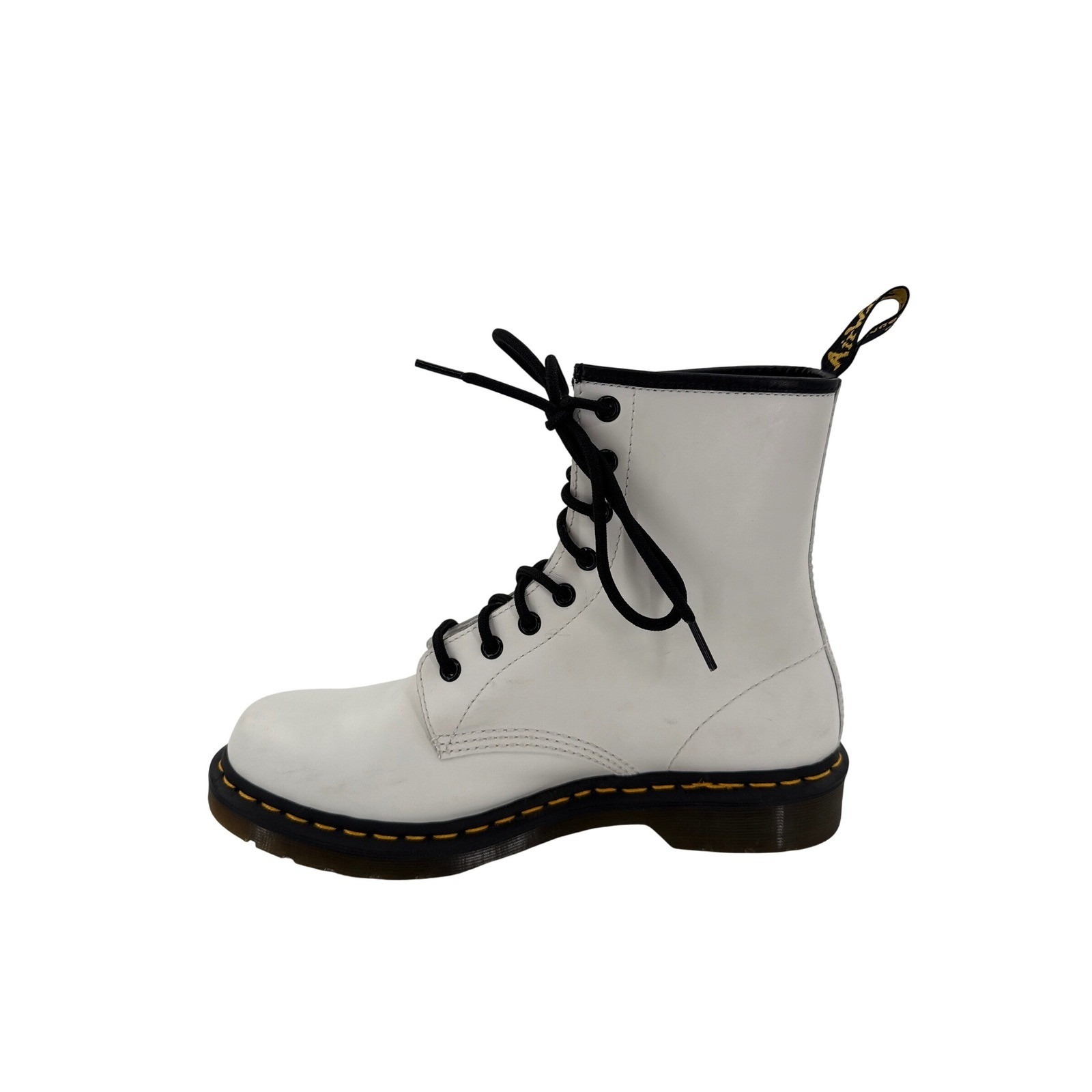 Dr Martens 1460 W White Patent Leather Lace Up Combat Boots Womens 10